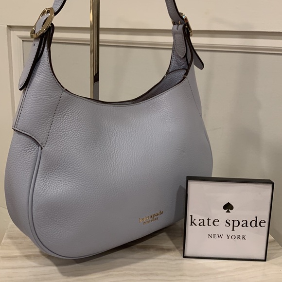 kate spade Handbags - Kate Spade Penny Pale Blue Suede Lined Pebbled Leather Shoulder Bag